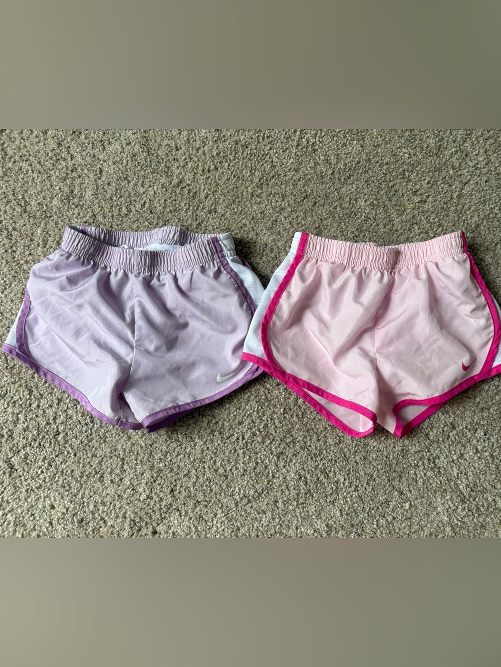 Nike Dri-FIT Girls Lot of 2 Pink & Purple Lined Athletic Shorts Elastic Waist 4T